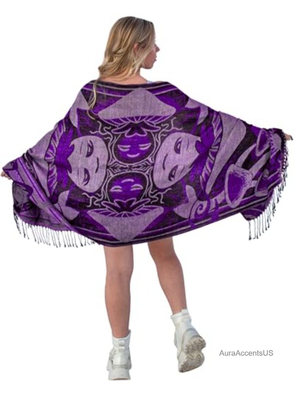 Pashmina Shawl Wrap Viscose Acrylic Paisley Fringe Festival Blanket
